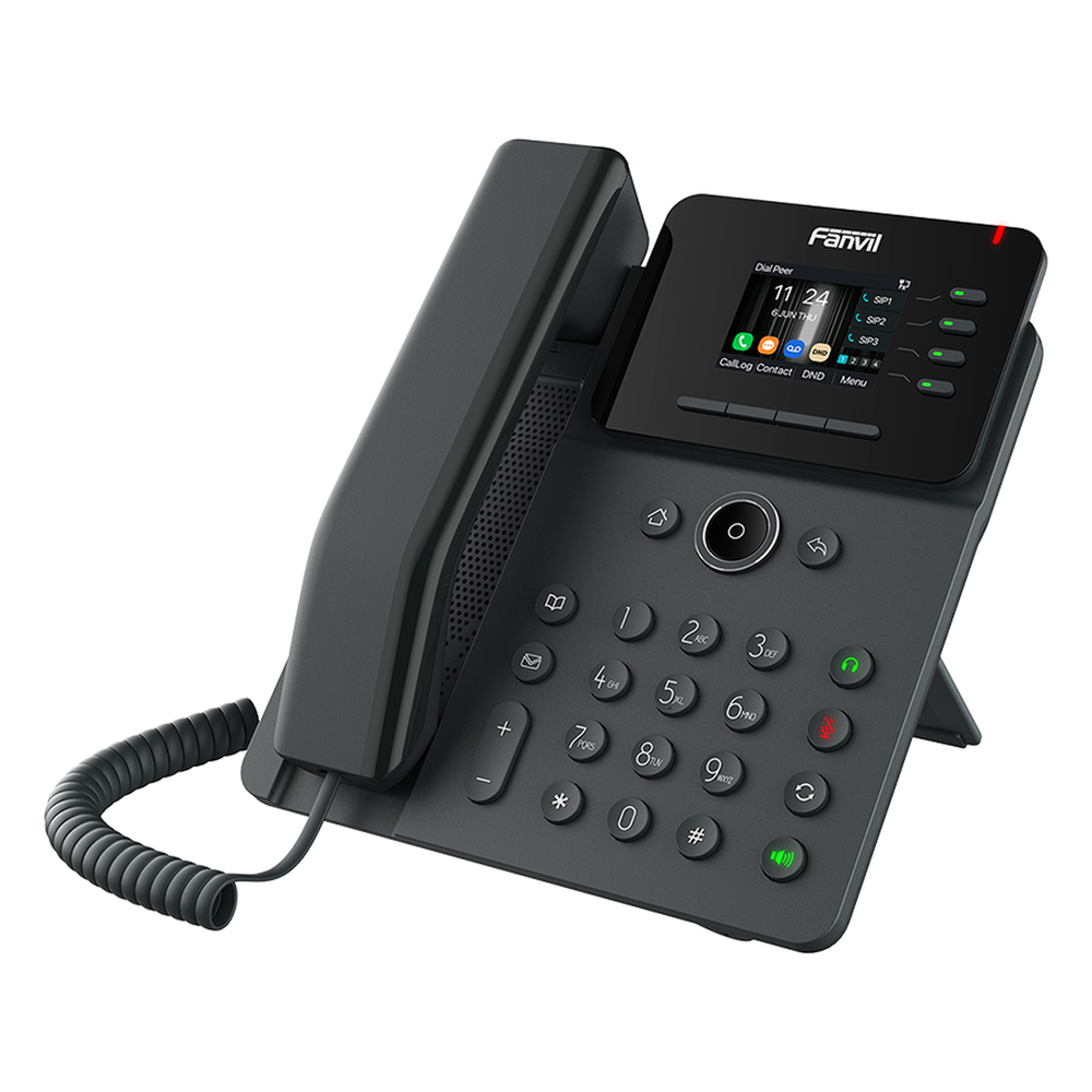 Teléfono IP Wi-Fi Empresarial,Bluetooth, 4 líneas SIP, pantalla a color 2.4", PoE, puertos Gigabit, conferencia local de 6 vías.