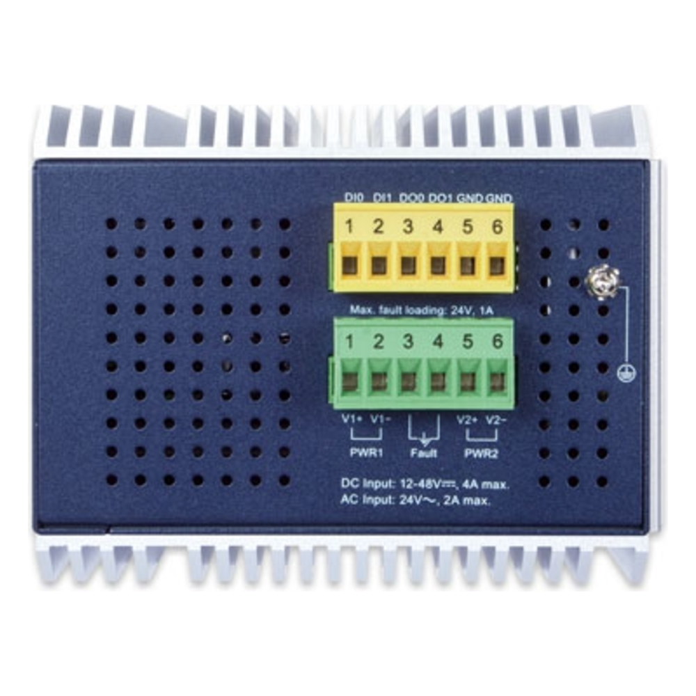 Switch Ethernet Gestionado Capa 3 Industrial DIN-rail / Red Extendida de 10G para Fábricas y Áreas Metropolitanas / 8 Puertos RJ45 10/100/1000BASE-T / 4 Puertos SFP+ 10GBASE-SR/LR / Temp. Operativa -40 a 75 grados C / Protección ESD a