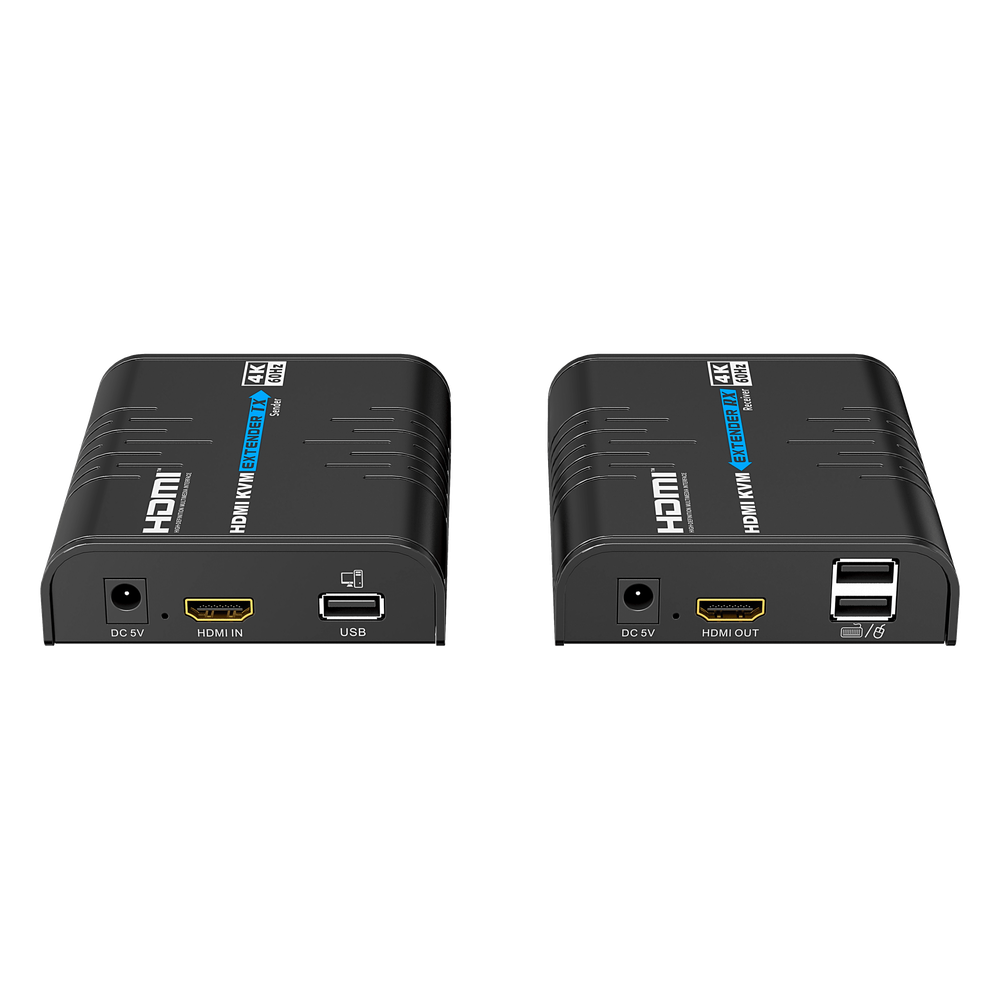 Extensor KVM HDMI 4K a 60 Hz | Transmisión hasta 120 mts con CAT6 | Resolución 4096x2160@60Hz | Ancho de Banda 18Gbps | HDCP1.4 y HDCP2.2 | Latencia 120~170ms | Conexión 1:1, 1:N, N:1, N:N