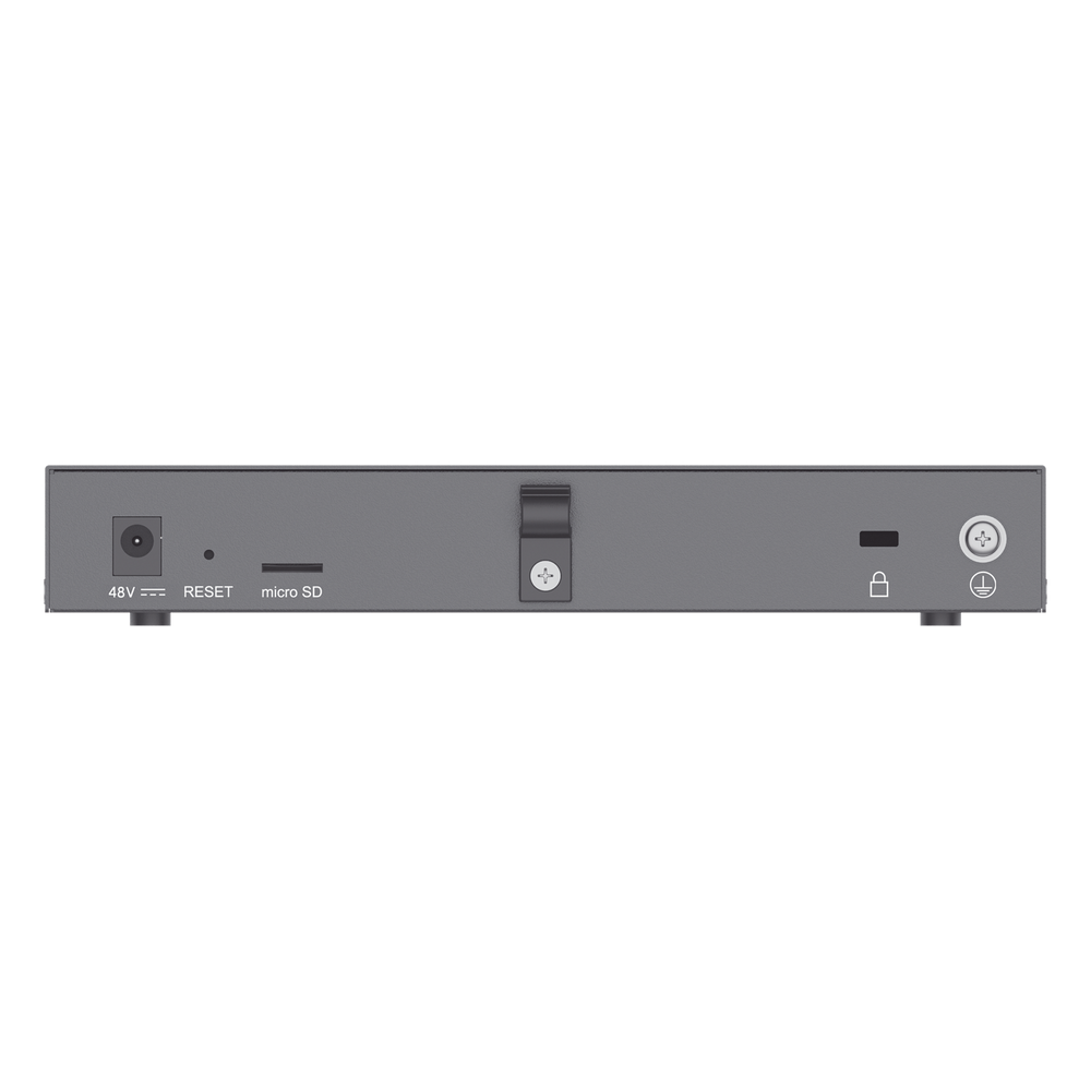 4 en 1: Firewall Nueva Generación, Router, IP PBX (24 usuarios / 8 llamadas), Switch Gigabit de 5 Puertos (4 PoE) y 2 Puertos SFP 2.5 Gigabit / Todos los puertos son configurables WAN/LAN, máximo 3 x WAN