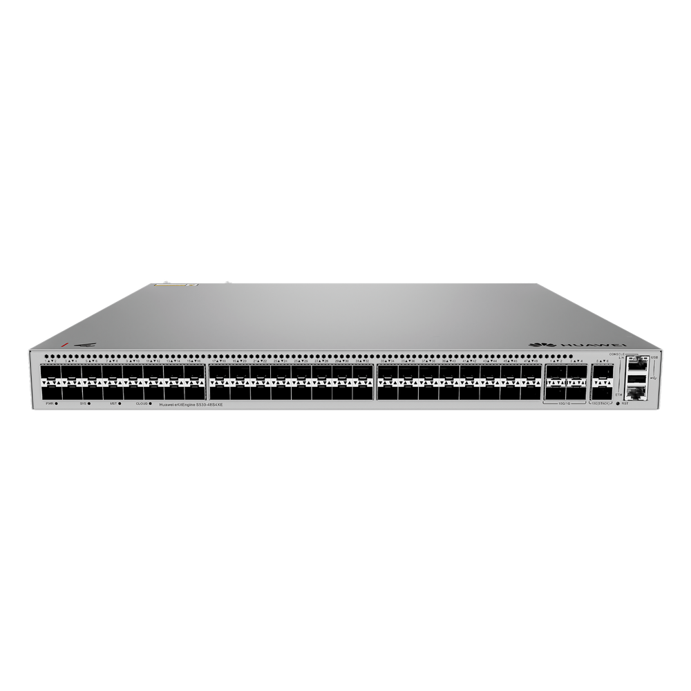 Switch Empresarial Core Gigabit Administrable Capa 3 / 48 puertos 1GE SFP / 4 Puertos 10GE SFP+ Uplink / 2 Puertos 10GE SFP+ (Stack) / ERPS / Ruteo Dinamico (RIP, OSPF, IS-IS y BGP) / iStack / Administración Nube Gratis