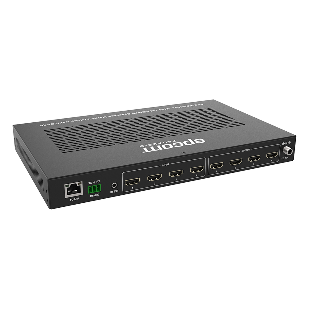 Matriz HDMI 4×4 | Video Wall | Seamless Switch | 10 Modos de Visualización | 4K@60Hz 4:4:4 | HDMI 2.0b y HDCP 2.2 | Control vía Web, IR, RS-232 y TCP/IP