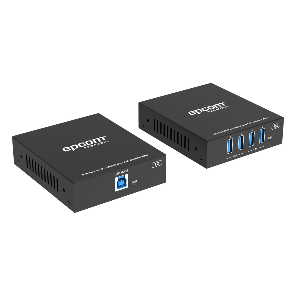 Extensor USB 3.0 | Hasta 100 m por CAT6a | PoC Bidireccional 24 Vcc | RS-232 | 4x USB-A