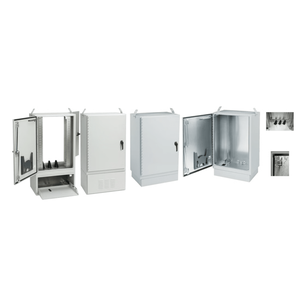 Gabinete para Exterior Tipo 4X Doble Puerta de 22 UR / Aluminio Soldado / 1270 x 762 x 1118 mm / Exterior IP66 / Montaje Almohadilla / Aislamiento Térmico / Aire de Precisión / Gris RAL 7035