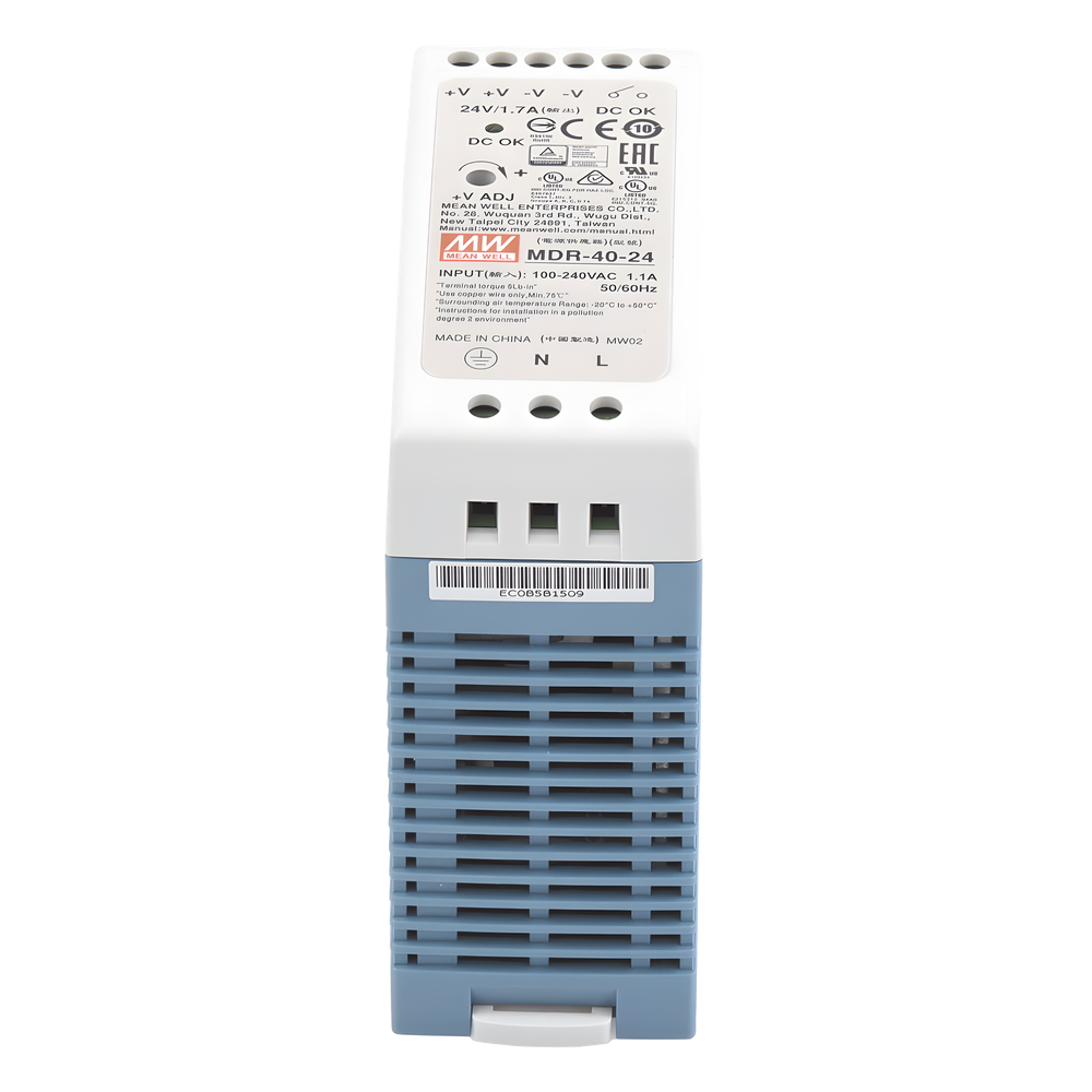 Fuente de Poder Industrial / Entrada 85-264 VCA / Salida 24 VDC 1.7 A 40 W / Riel DIN