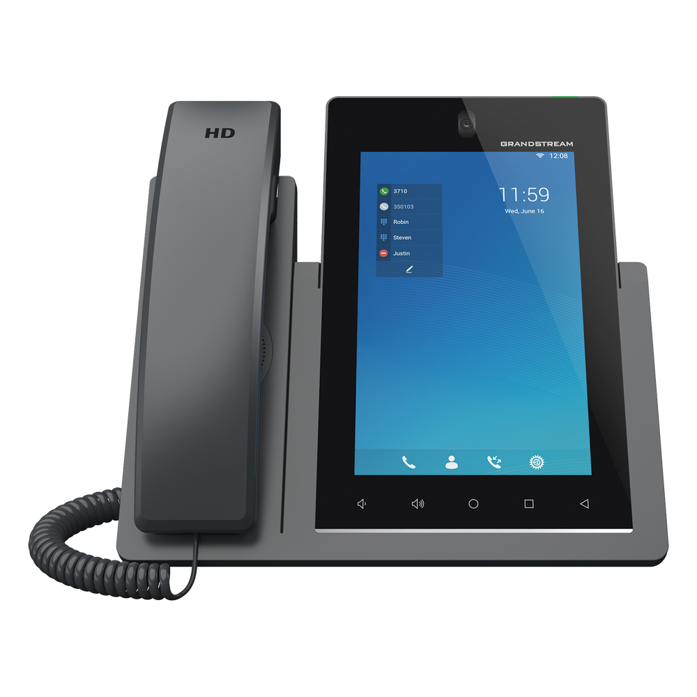 Teléfono IP Android 11, 16 líneas SIP con 16 cuentas, pantalla táctil 7", puertos Gigabit, Wi-Fi, Bluetooth, PoE, codec Opus, IPV4/IPV6 con gestión en la nube GDMS