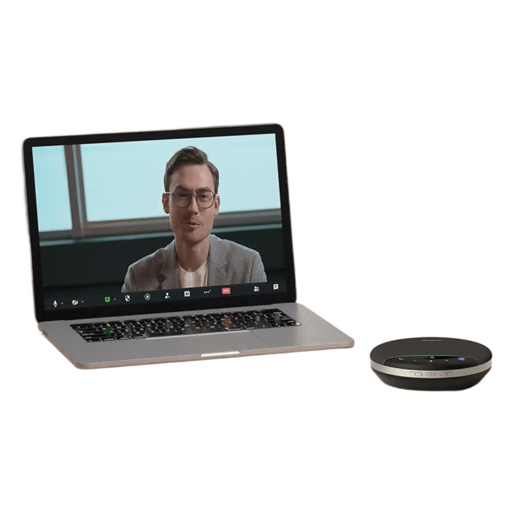Yealink SP96, altavoz portátil con micrófono integrado, Bluetooth 5.3 con adaptador USB-C/A, alcance de captación de voz de 5 m, 26 horas de conversación, cancelación de ruido con IA.