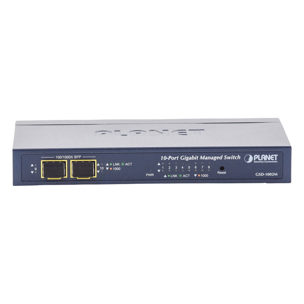 Switch Administrable de Escritorio de 8 Puertos Gigabit/ 2 Puertos SFP / 20 Gbps Switching / PoE In 802.3af/at / Dual Power DC + PoE / VLAN Q-in-Q / IPv6/IPv4/ Administración Remota con CloudNMS