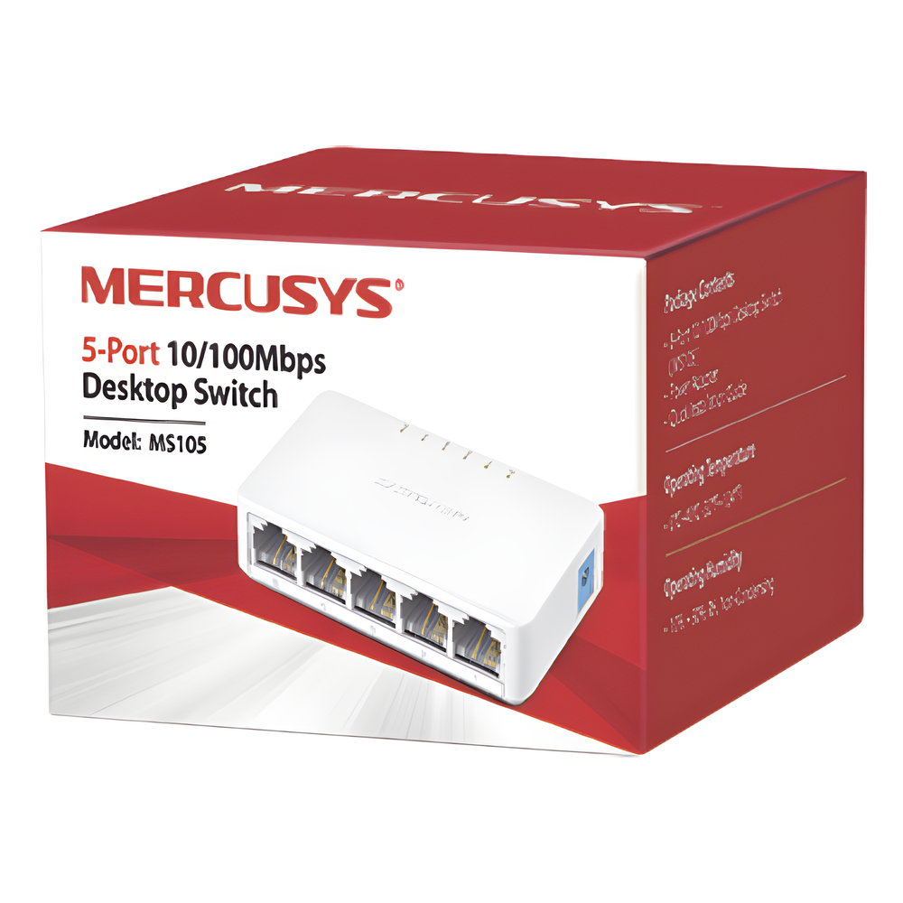 Switch NO Administrable / Para escritorio / 5 puertos 10/100 Mbps / Diseño Compacto / Plug and Play