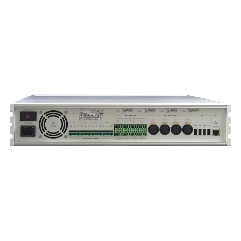 ETAPA DE POTENCIA DIGITAL 4x120W 100V MILLENNIUM IP CON CONECTIVIDAD IP LAN, SUPERVISON, CALIDAD DE SONIDO HQ PARA 4 ZONAS, EN FORMATO RACK 2U