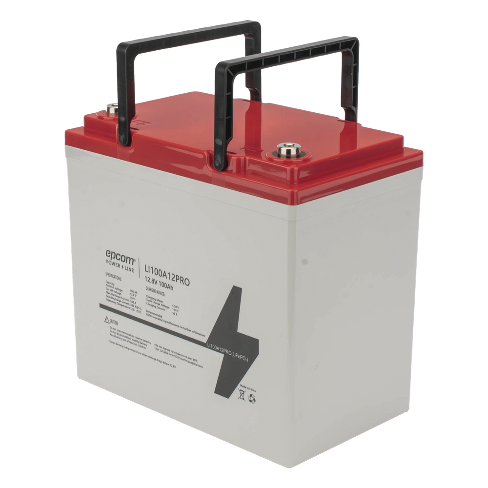 Batería de Litio LiFePO4 Ciclo Profundo / 12.8 Vcc / 100 Ah / Válvula de Alivio / Descarga Máxima 100 A / Solar y Marina