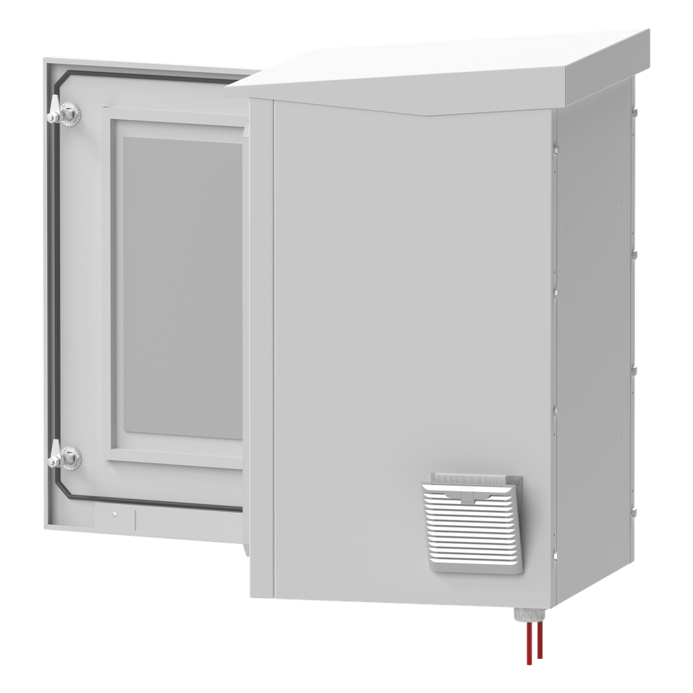 Gabinete de Exterior con Rack de 19" de 24U con Ventiladores y Termostato, Se envía el Gabinete Armado (Montaje a poste o torre se vende por separado).