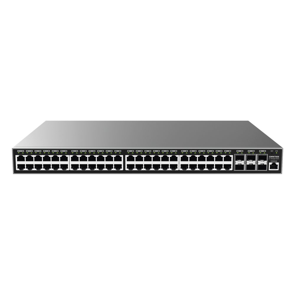 Switch Gigabit Administrable / 48 puertos 10/100/1000 Mbps + 6 Puertos SFP+ / Compatible con GWN Cloud.