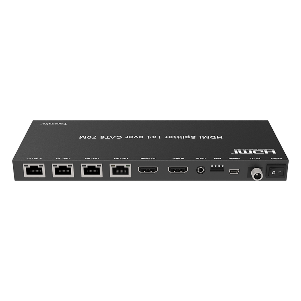 Splitter HDMI 1x4 | Extensor HDMI | 4K@30Hz 40m | 1080p@60Hz 70m | Función PoC | 4:4:4