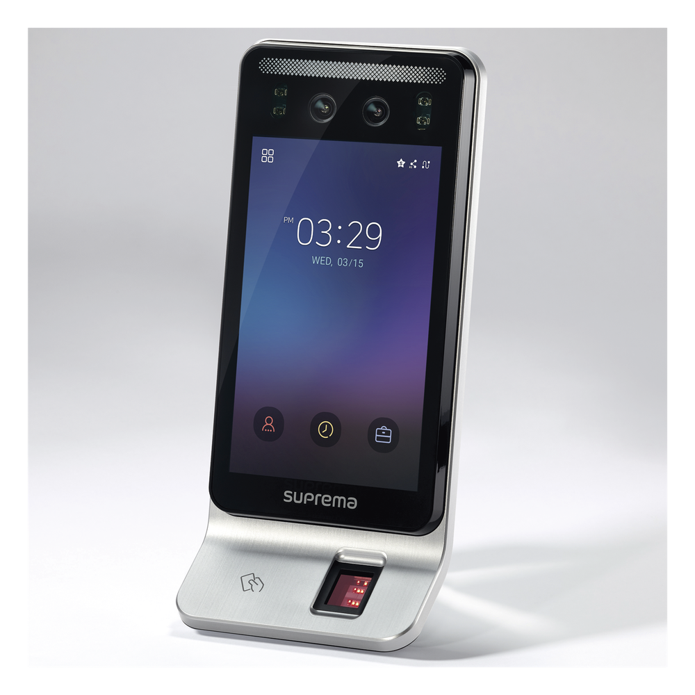 Lector Multi-tecnologia con detector de cubrebocas- Reconocimiento Facial, Huella, Tarjeta Móvil y lector de RFID(125kHz EM & 13.56 Mhz MIFARE) Compatible con BioStar2, Uso para Control de Acceso y Asistencia