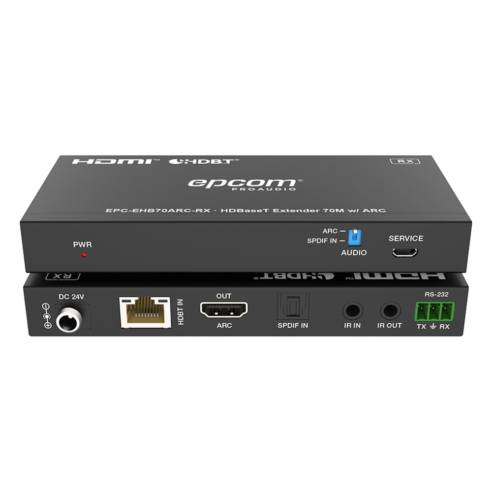 Kit Extensor HDMI | HDBaseT | 70m en 4K@60Hz | Cat5e/6 | Gestión Avanzada EDID | Soporta ARC | Control IR Bidireccional | RS232 | PoC
