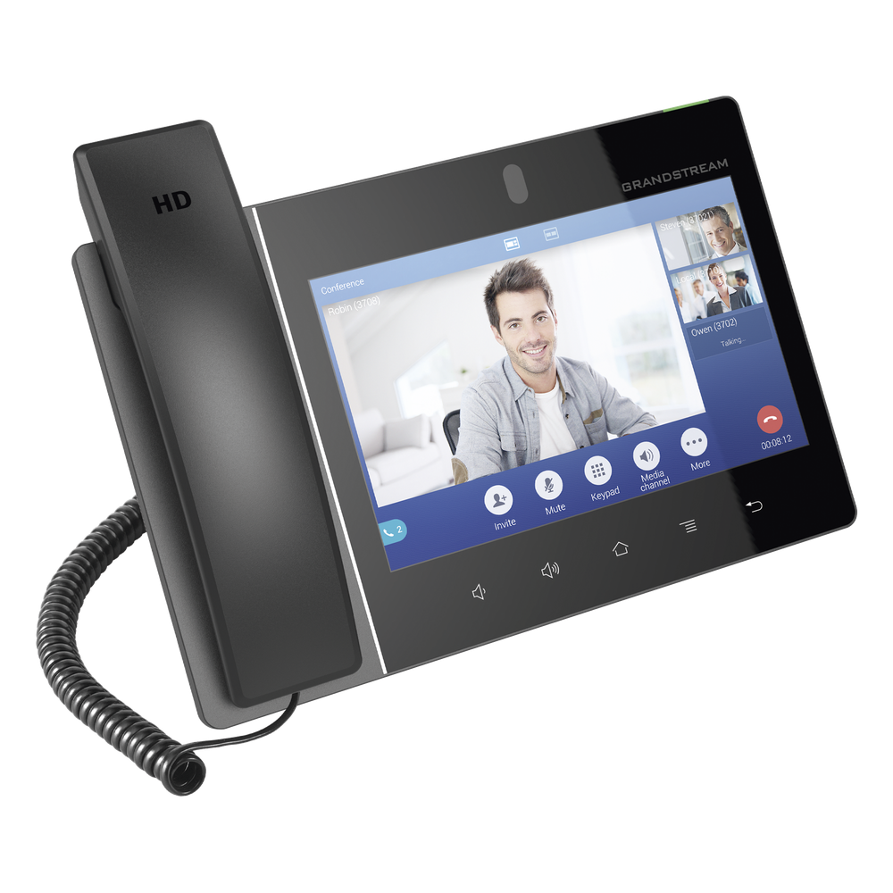 Teléfono IP Android 11, 16 líneas SIP con 16 cuentas, pantalla táctil 8", puertos Gigabit, Wi-Fi, Bluetooth, PoE, codec Opus, IPV4/IPV6 con gestión en la nube GDMS