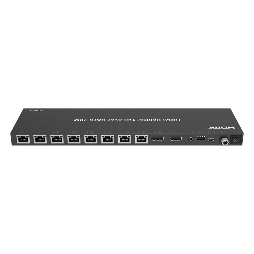 Splitter HDMI 1x8 | Extensor HDMI | 4K@30Hz 40m | 1080p@60Hz 70m | Función PoC | 4:4:4