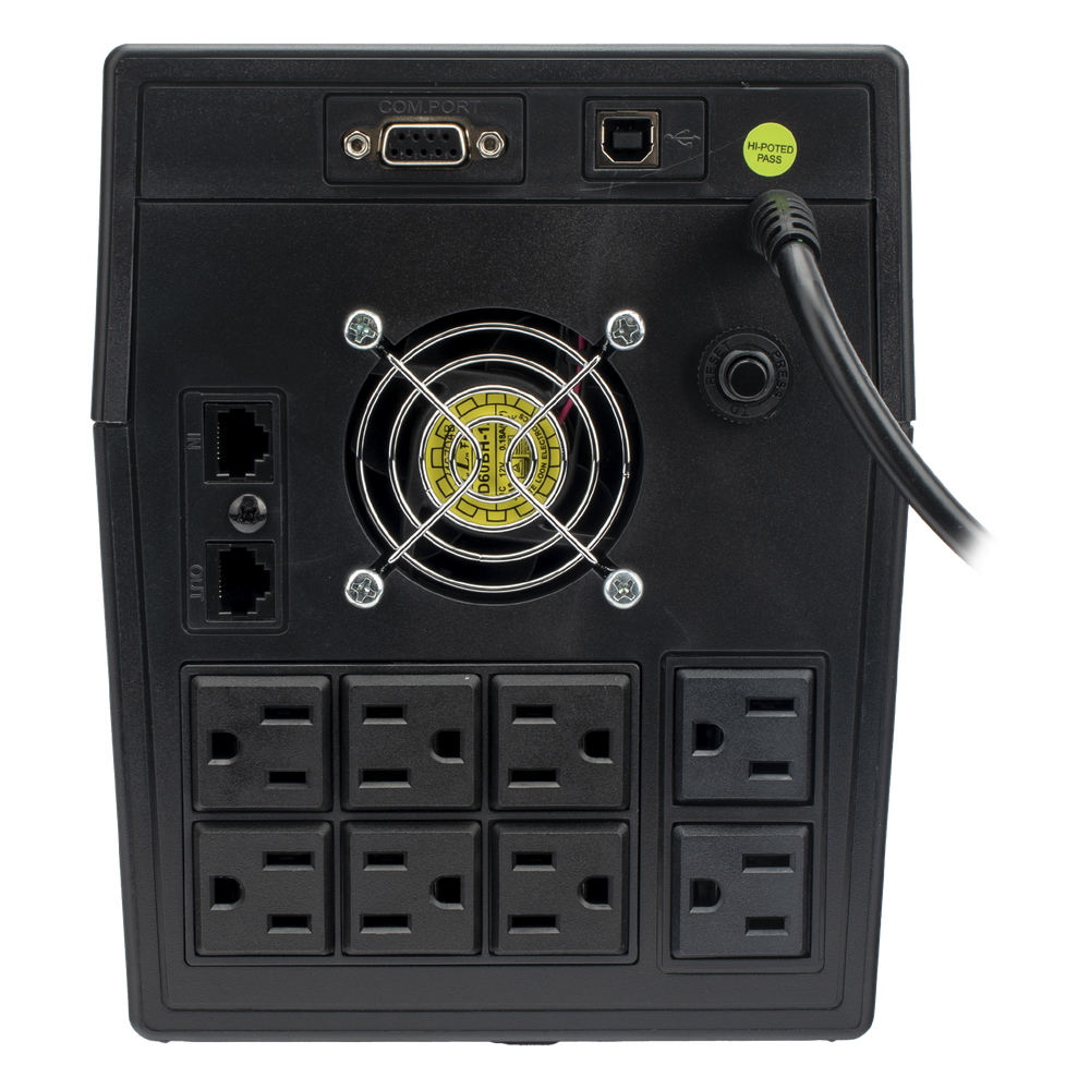 UPS 1500VA/900 W Pantalla LCD / Línea Interactiva 120Vca / 8 tomas 5-15R (6 Respaldadas) / Regulación de Voltaje / Protección RJ45