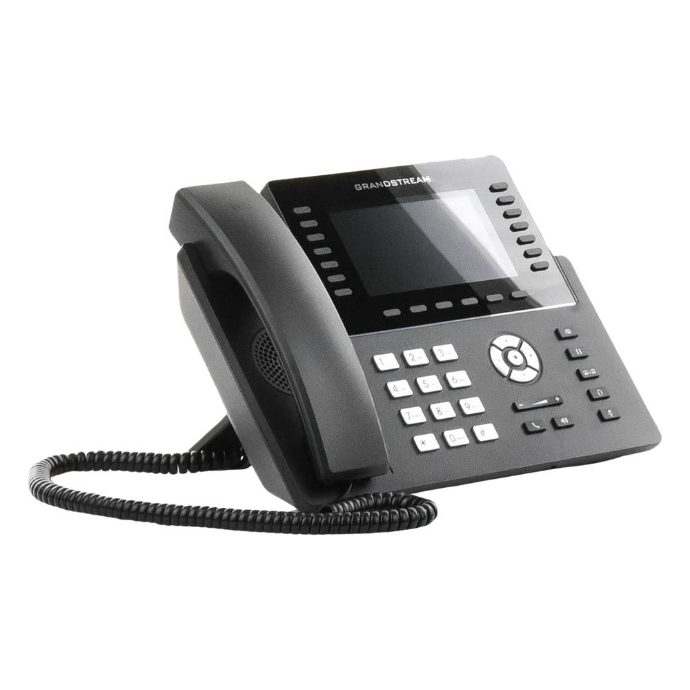 Teléfono IP Wi-Fi, Grado Operador, 14 líneas SIP con 6 cuentas, pantalla LCD 5", puertos Gigabit, Bluetooth, PoE, codec Opus, IPV4/IPV6 con gestión en la nube GDMS