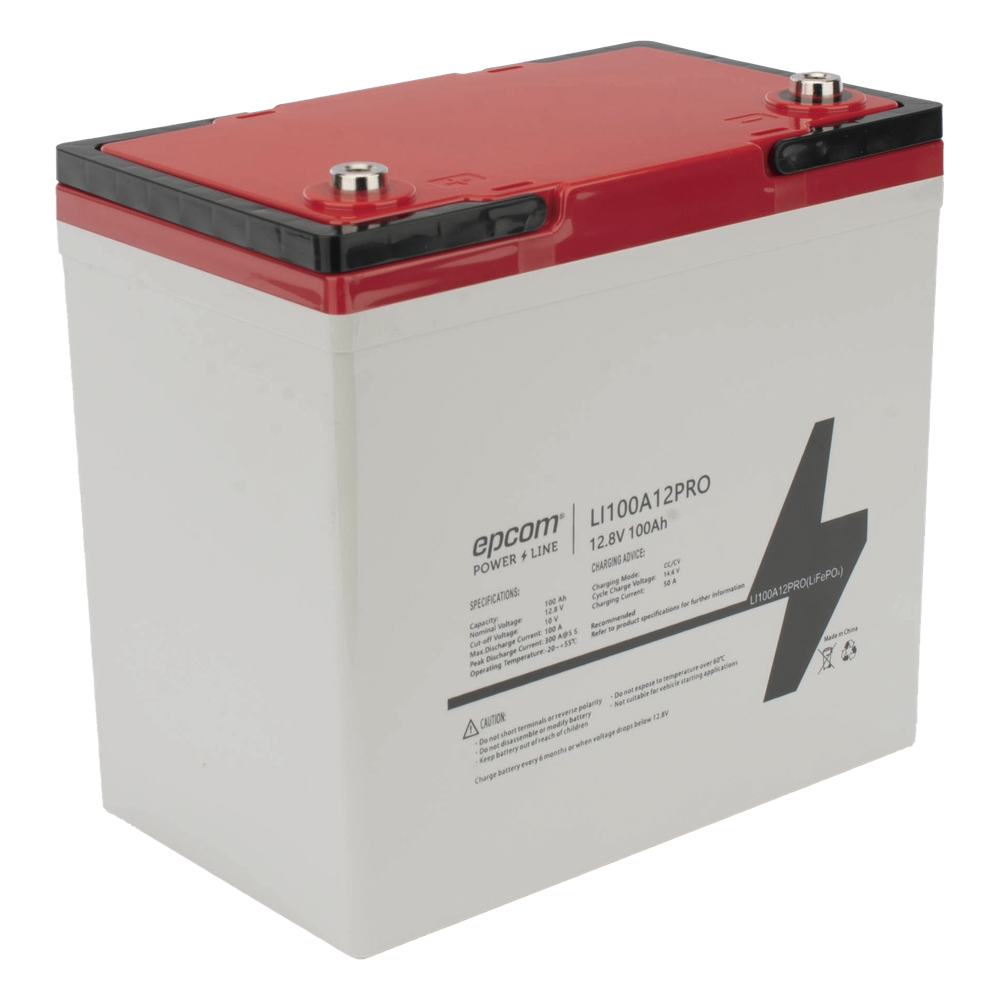 Batería de Litio LiFePO4 Ciclo Profundo / 12.8 Vcc / 100 Ah / Válvula de Alivio / Descarga Máxima 100 A / Solar y Marina