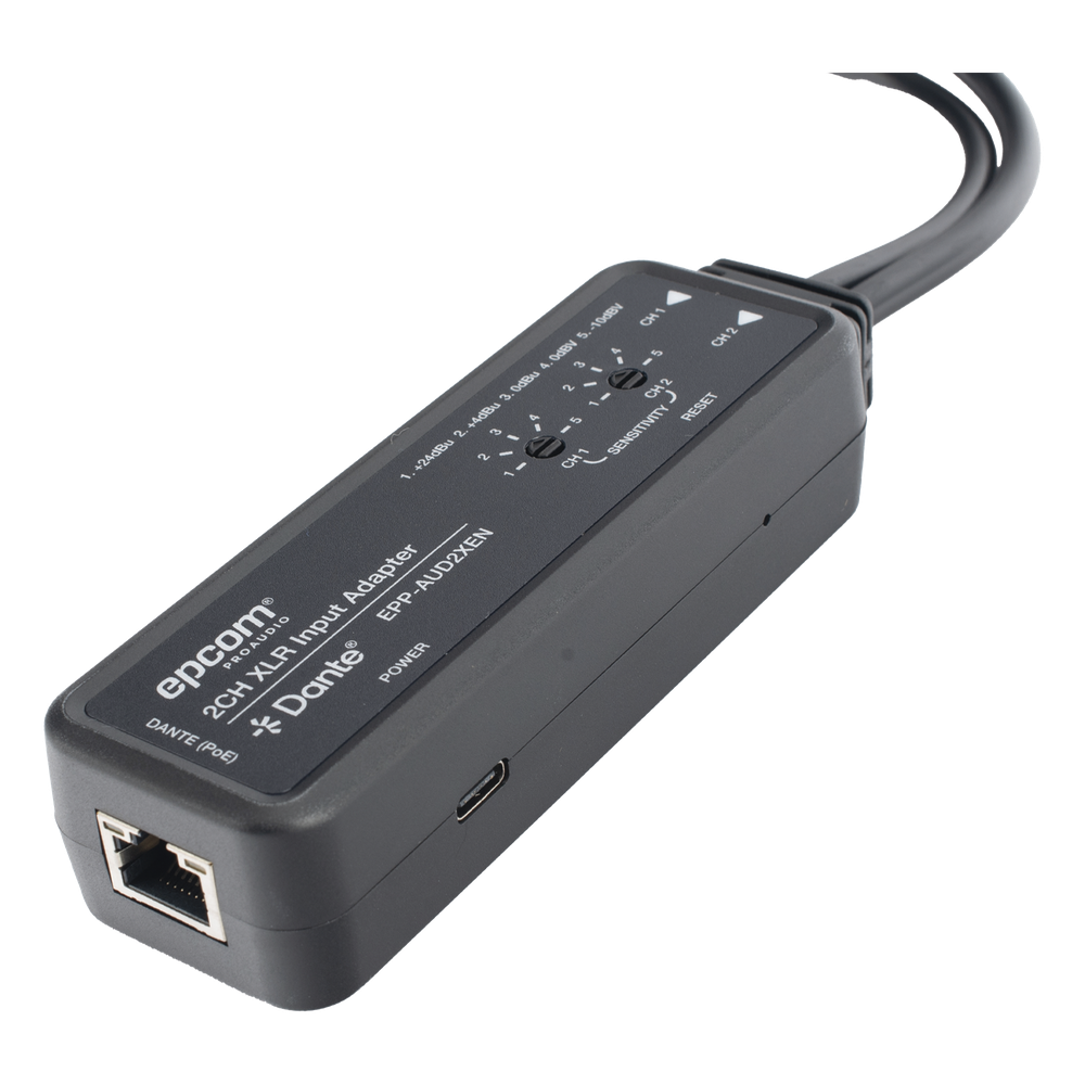 Extensor de Audio Dante® | 2CH XLR Input Adapter | Entrada XLR Balanceada/No Balanceada 2 Canales | Salida Digital Dante® 2CH | Latencia Configurable 1, 2 o 5 ms | Ancho de Banda 100M | Compatible con HDMI 1.4 | Protección ESD IEC 61000-4-2