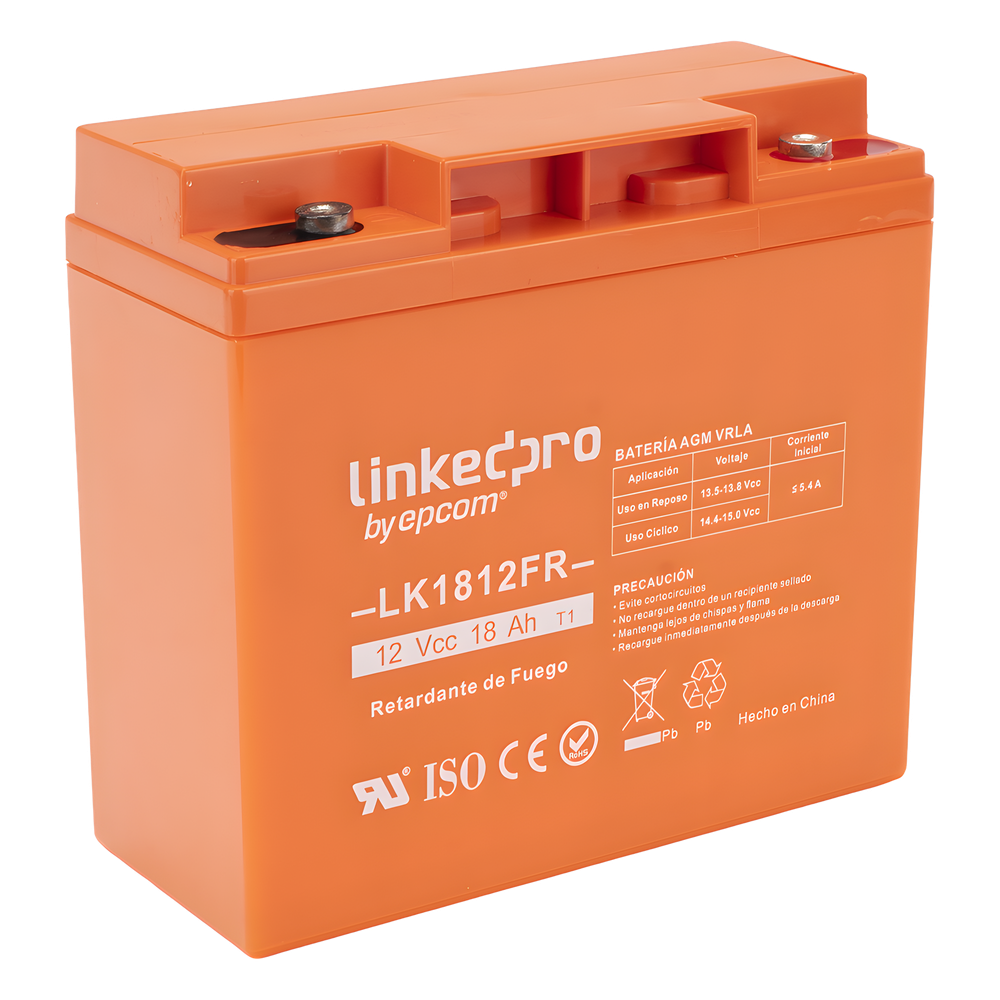 Batería de respaldo 12 V | 18 Ah | AGM | Certificada UL94-V0 Retardante a la Flama | Especial para Seguridad Electrónica | UPS | Sistemas de Emergencia | Vida útil 5 años | Terminales M5