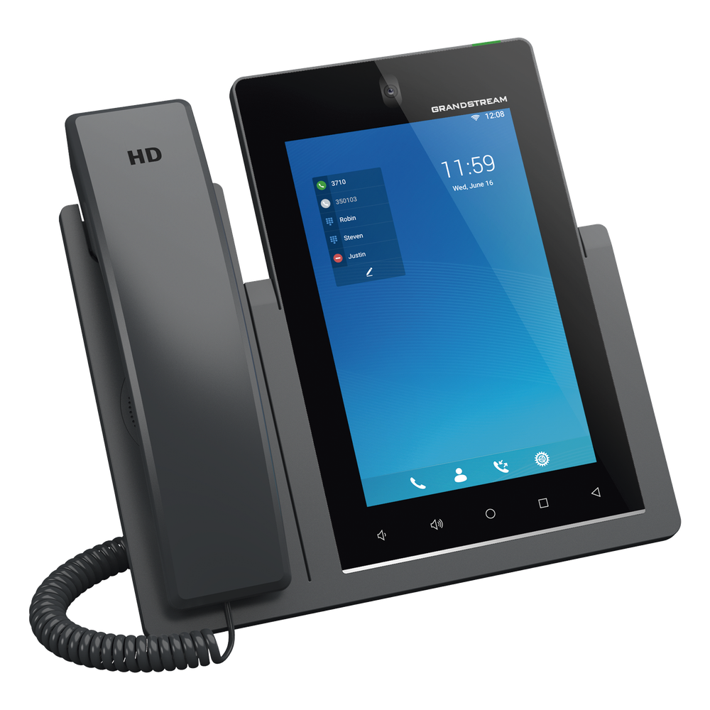 Teléfono IP Android 11, 16 líneas SIP con 16 cuentas, pantalla táctil 7", puertos Gigabit, Wi-Fi, Bluetooth, PoE, codec Opus, IPV4/IPV6 con gestión en la nube GDMS