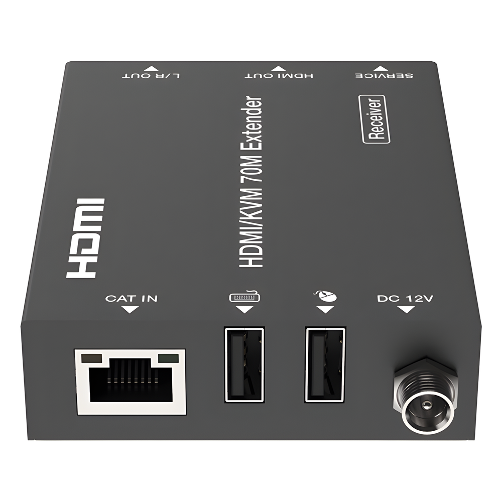 Kit Extensor HDMI con KVM | 70m | 4K2K@60Hz | 4:4:4 | HDMI2.0b y HDCP 2.2 | Salida de Audio 3.5mm | Admite PoC | Admite USB 1.1