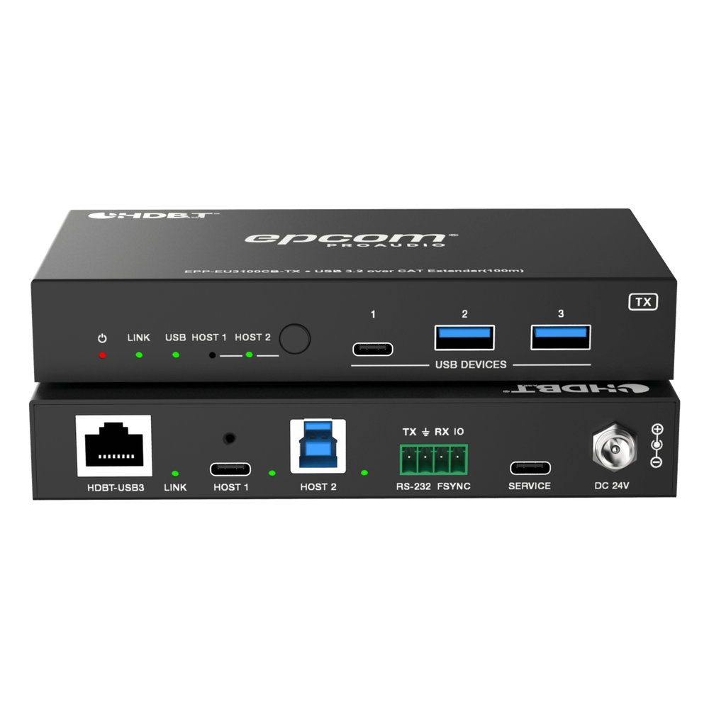 Extensor USB 3.2 Gen 1 | 100 m | Cable CAT6a | Velocidad 5 Gbps | Puertos USB-C y USB-A | PoC Bidireccional 24V | Compatible Con Dispositivos USB Variados