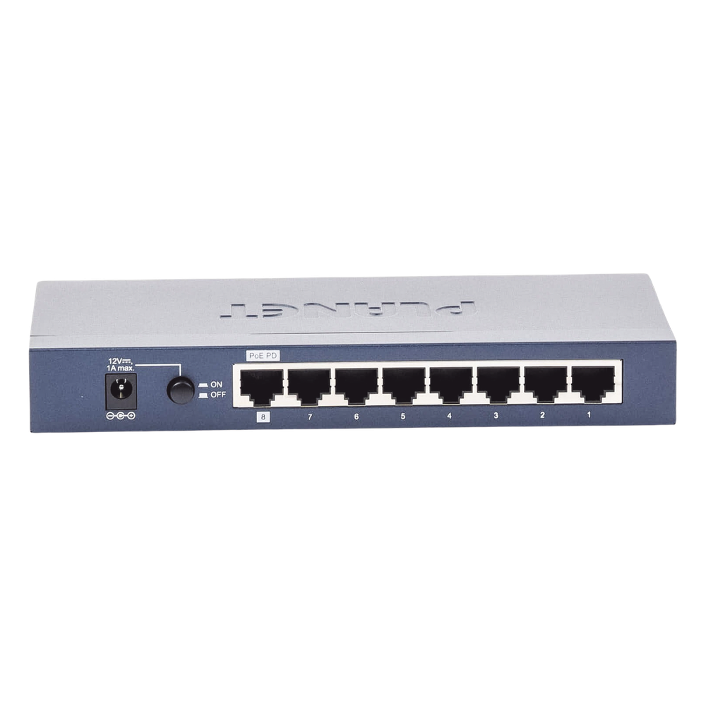 Switch Administrable de Escritorio de 8 Puertos Gigabit/ 2 Puertos SFP / 20 Gbps Switching / PoE In 802.3af/at / Dual Power DC + PoE / VLAN Q-in-Q / IPv6/IPv4/ Administración Remota con CloudNMS
