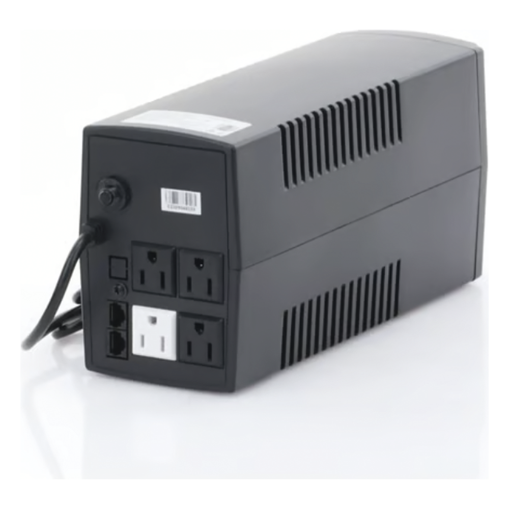 UPS de 850VA/510W / Protección contra Descarga, Sobretensión y Picos Transitorios / Entrada y Salida 120 Vca / Regulador de Voltaje AVR 80-150 Vca / Clavija NEMA 5-15P / 4 Tomas NEMA 5-15R /Sin RJ11 ni RJ45