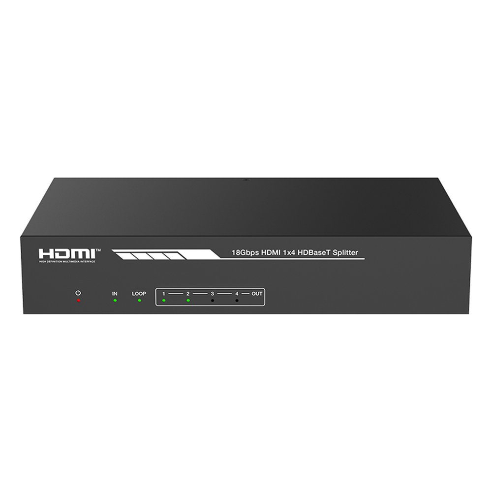 Splitter mas Extensor de Video | 1x4 | ProAV | HDBaseT™ | 120m en 4K@60Hz | 150m en 1080p@60Hz | Cat6/6a/7 | Gestión Avanzada EDID | Control IR y RS232 | PoC | Salida de Audio