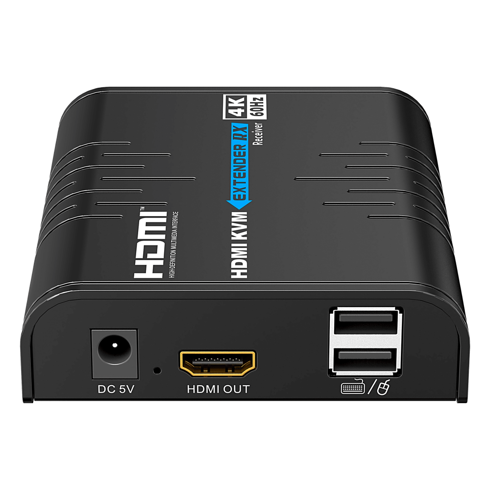 Extensor KVM HDMI 4K a 60 Hz | Transmisión hasta 120 mts con CAT6 | Resolución 4096x2160@60Hz | Ancho de Banda 18Gbps | HDCP1.4 y HDCP2.2 | Latencia 120~170ms | Conexión 1:1, 1:N, N:1, N:N | Solo Receptor