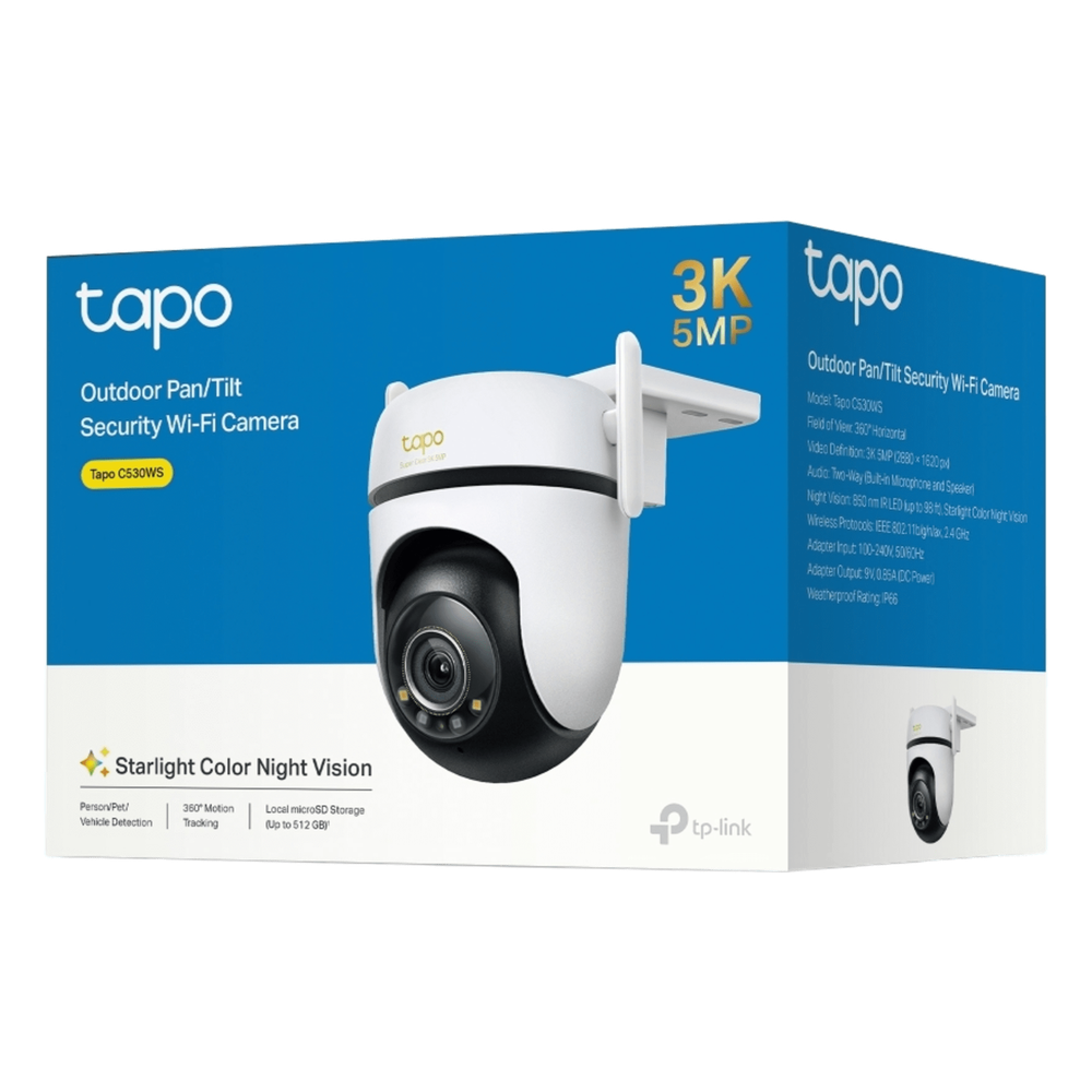 Cámara IP Wi-Fi 5MP / Visión 360º / Protección IP66 / Audio doble vías / Visión Nocturna en color / Notificación Push