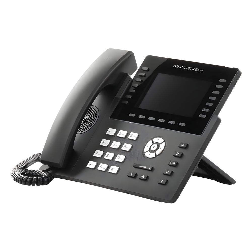 Teléfono IP Wi-Fi, Grado Operador, 14 líneas SIP con 6 cuentas, pantalla LCD 5", puertos Gigabit, Bluetooth, PoE, codec Opus, IPV4/IPV6 con gestión en la nube GDMS