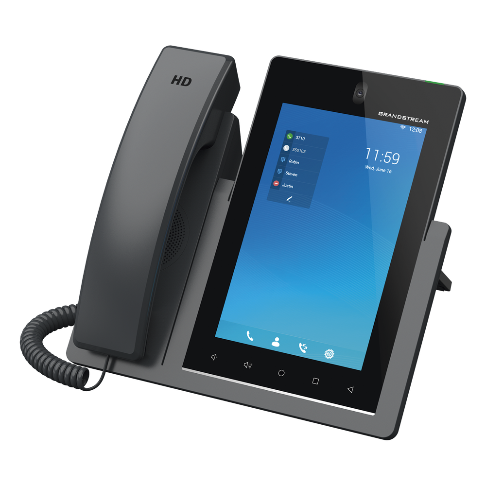 Teléfono IP Android 11, 16 líneas SIP con 16 cuentas, pantalla táctil 7", puertos Gigabit, Wi-Fi, Bluetooth, PoE, codec Opus, IPV4/IPV6 con gestión en la nube GDMS