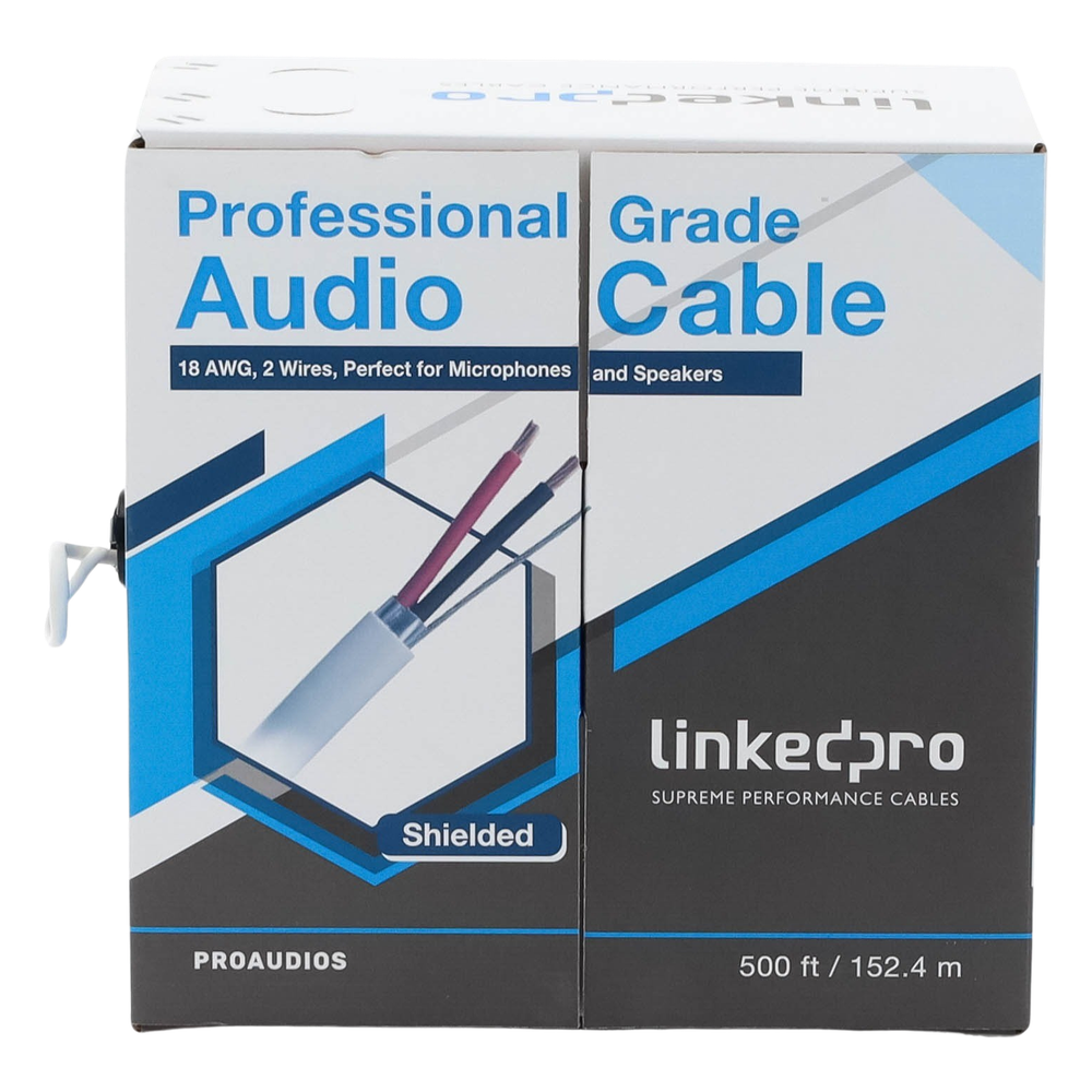 Bobina de 152 m (500 ft) / Cable para Bocina 2x18 AWG / Blindado / Blanco