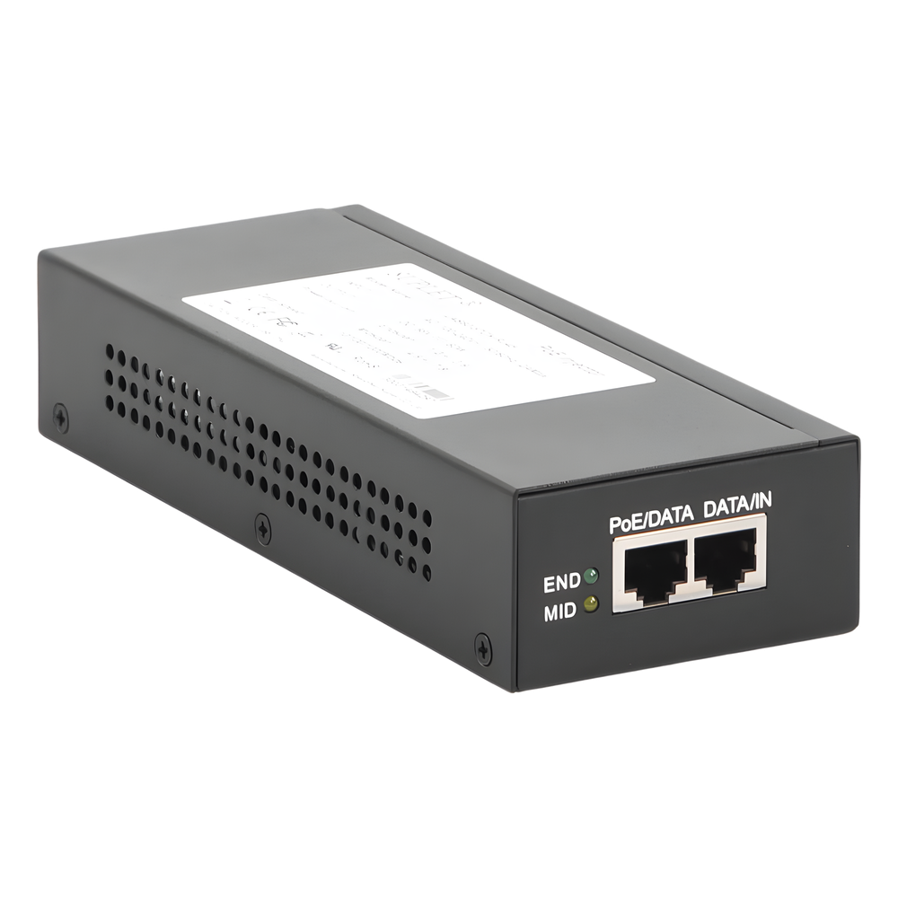 Inyector Super Hi-PoE / 56 Vcc / 60 Watts / Para Domos HIKVISION PTZ / IP (-AE / DE) / Soporta 802.3 af / at / Para Aplicaciones de CCTV