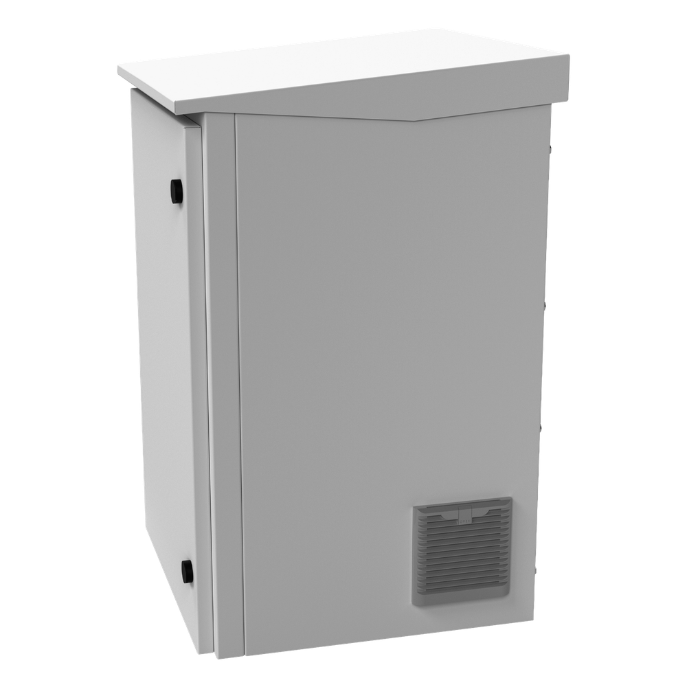 Gabinete de Exterior con Rack de 19" de 24U con Ventiladores y Termostato, Se envía el Gabinete Armado (Montaje a poste o torre se vende por separado).
