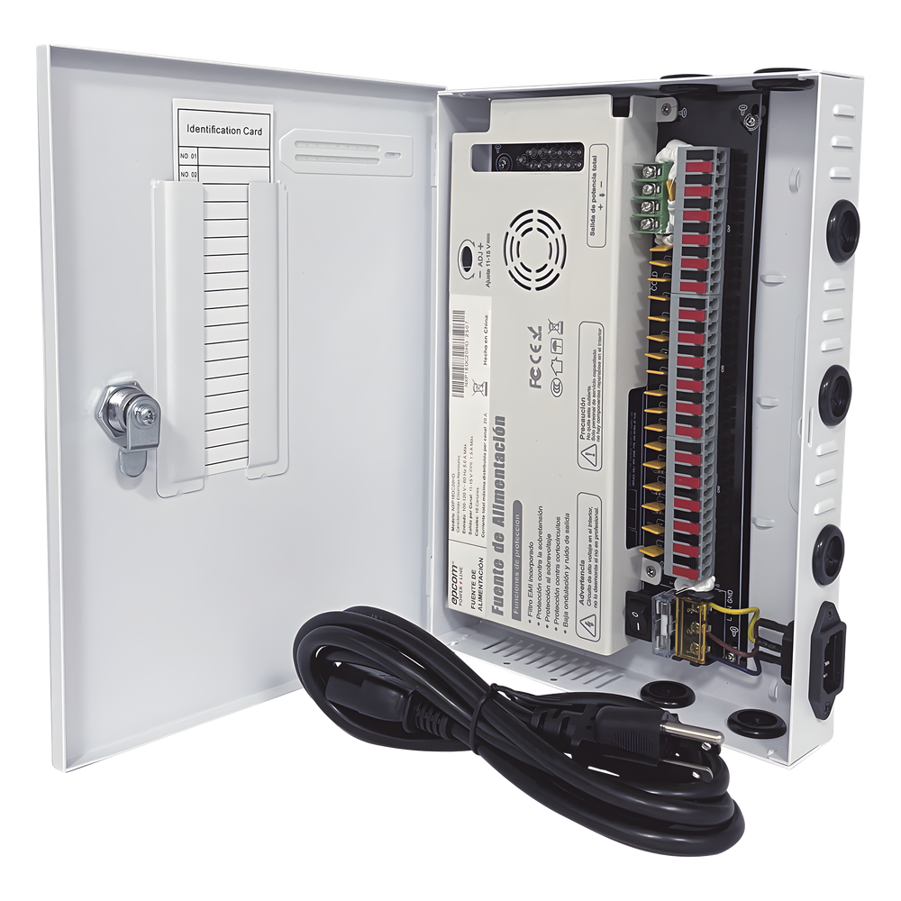 Fuente | 11-15 V | 18 canales | 20 A | Compatible con cámaras 4k | Alta tecnología en seguridad | Doble ventilador | Hasta 1.8 Amperes por Salida | Filtro de ruido por canal | Diseño de alta gama.