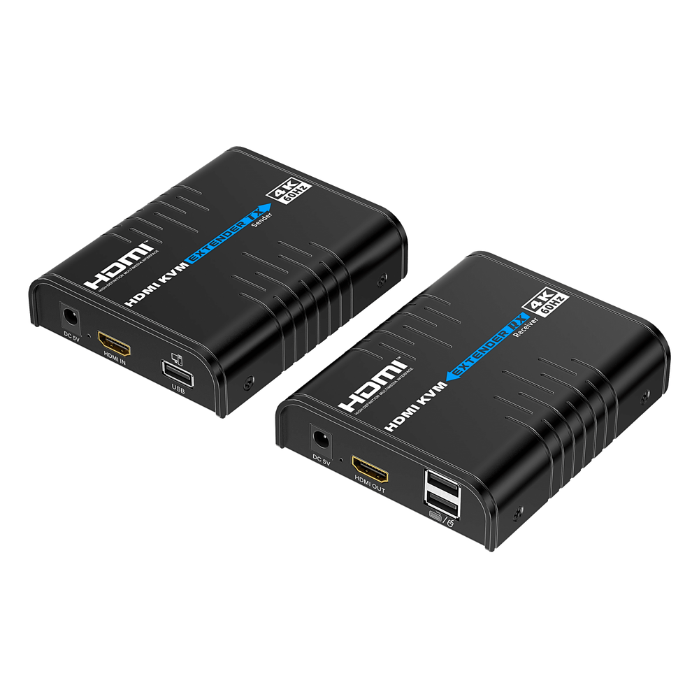 Extensor KVM HDMI 4K a 60 Hz | Transmisión hasta 120 mts con CAT6 | Resolución 4096x2160@60Hz | Ancho de Banda 18Gbps | HDCP1.4 y HDCP2.2 | Latencia 120~170ms | Conexión 1:1, 1:N, N:1, N:N