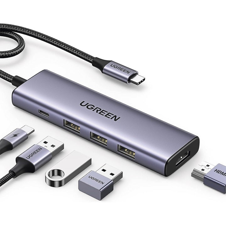 HUB USB-C (Docking Station) 5 en 1 | HDMI 2.0 4K@30Hz | 3 USB-A 3.0 (5Gbps) | USB-C PD Carga 100W