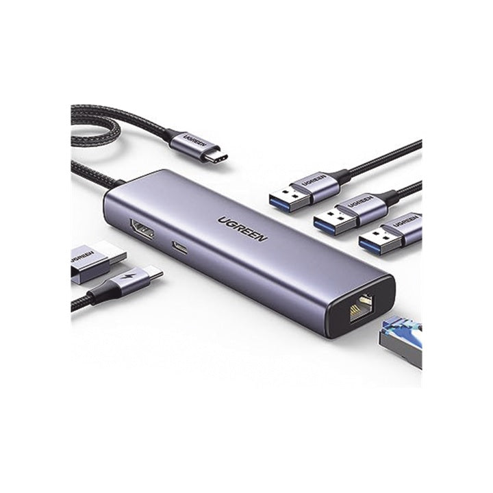 HUB USB-C (Docking Revodok) 6 en 1 | 3 Puertos USB-A 3.0 (5 Gbps) | USB-C PD 100W