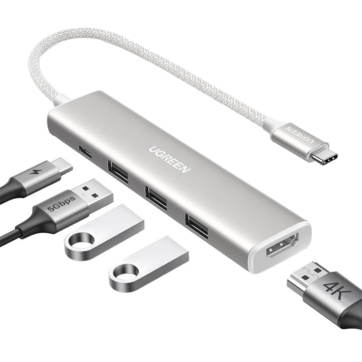 HUB USB-C (Docking Revodok) 5 en 1 | HDMI 2.0 4K@30Hz | 3 USB-A 3.0 (5Gbps) | USB-C PD Carga 100W