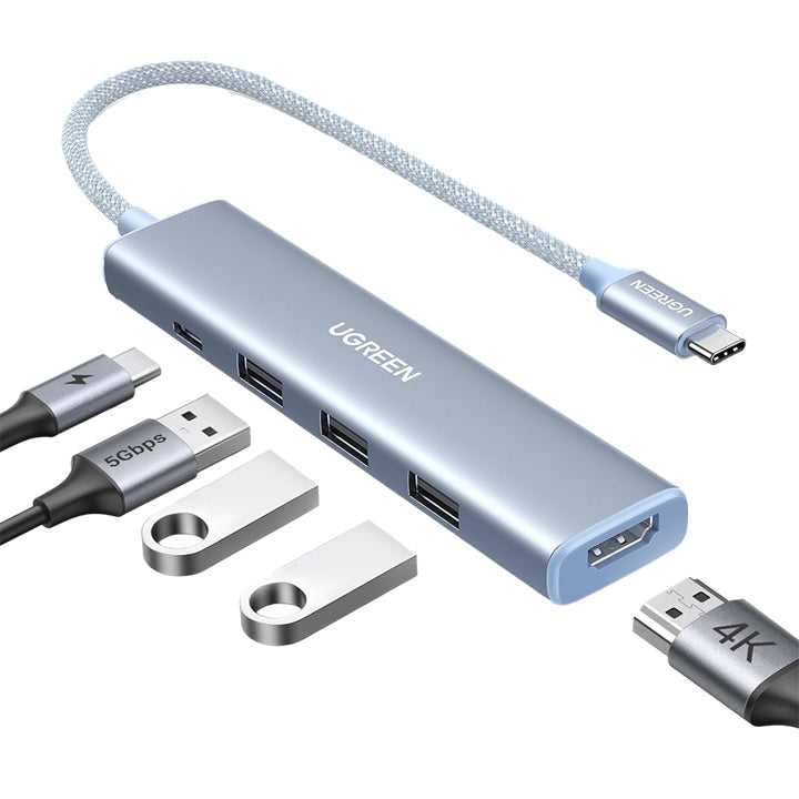 HUB USB-C (Docking Revodok) 5 en 1 | HDMI 2.0 4K@30Hz | 3 USB-A 3.0 (5Gbps) | USB-C PD Carga 100W