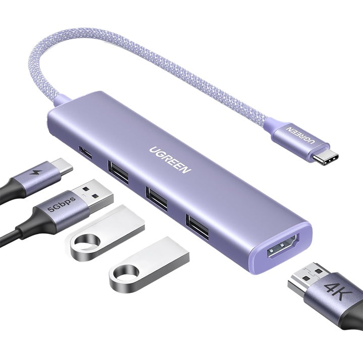 HUB USB-C (Docking Revodok) 5 en 1 | HDMI 2.0 4K@30Hz | 3 USB-A 3.0 (5Gbps) | USB-C PD Carga 100W