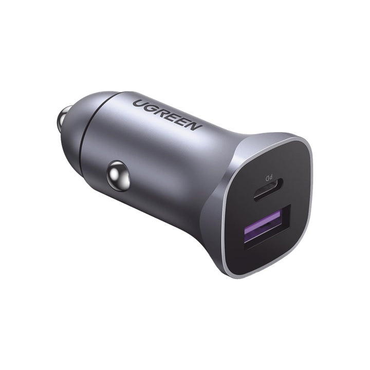 Cargador de Auto 30W | 2 Puertos USB-A y USB-C | Carga Rápida