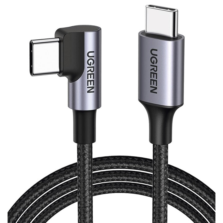 Cable USB-C a USB-C | 1 Metro | Conector con Ángulo Recto de 90° | Carga Rápida de hasta 60W