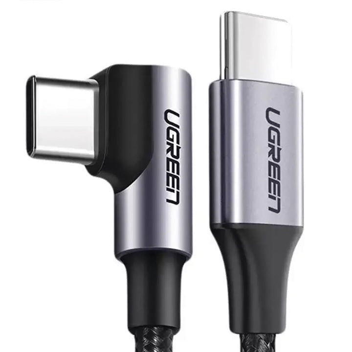 Cable USB-C a USB-C | 1 Metro | Conector con Ángulo Recto de 90° | Carga Rápida de hasta 60W